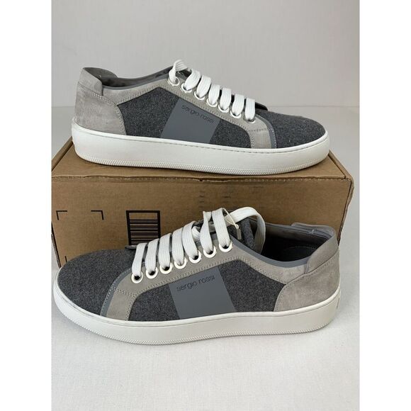 Sergio Rossi Man Sneakers‎ Lead Sz US 9 UK 8 Soft Leather Gray/Lead  MSRP $1216 - Picture 1 of 9